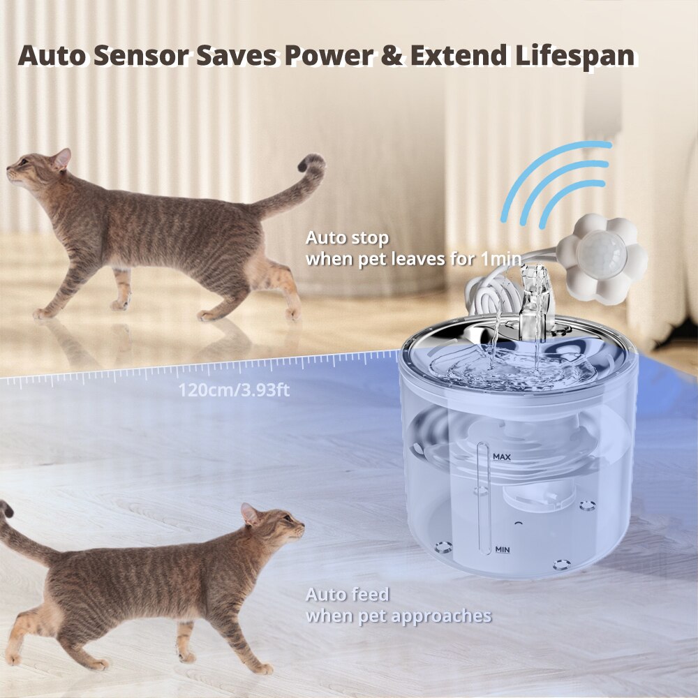 Induktion Katze Wasser Brunnen mit Sensor Rostfreiem Stahl Automatische Katzen Wasser Spender 4 schicht Filter Clever Haustier Trinken Brunnen