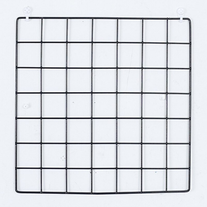 Multi-funktion metal gitter fotoramme væg display mesh hylde organizer rack holder  + 20 stk træ