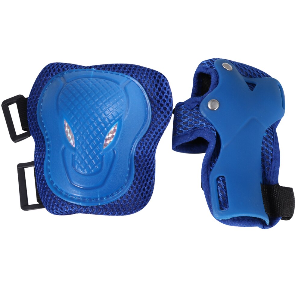 6pcs in 1 Set Adults Roller-skate Protection Gear Skiing Roller Protector Sports Protectors Kit Skateboard Bike Riding Knee Pad: Blue