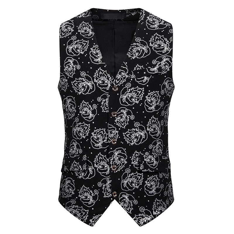 Glimmende gouden kerstman folie print vesten smoking vest heren merk kerst vest vest heren kerstfeest zangers kleding: Splinter / Xxl