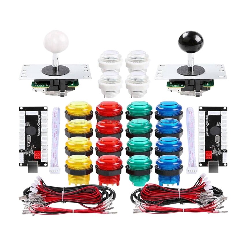 2 Player Arcade Contest DIY Kits USB Encoder To PC Joystick + LED Chrome Buttons For Arcade Mame Raspberry Pi 2 3 3B: Default Title