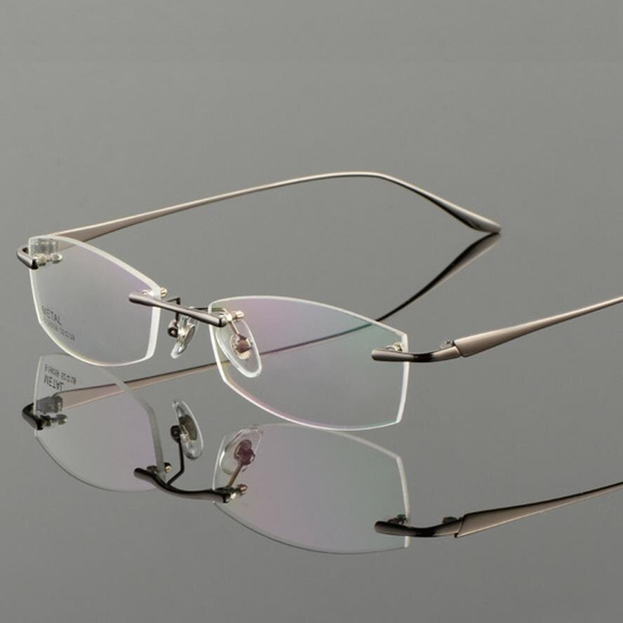 Vazrobe oro gafas montura para gafas de hombre sin montura gafas de hombre para receta ultra ligero de gafas lentes transparentes: Gris