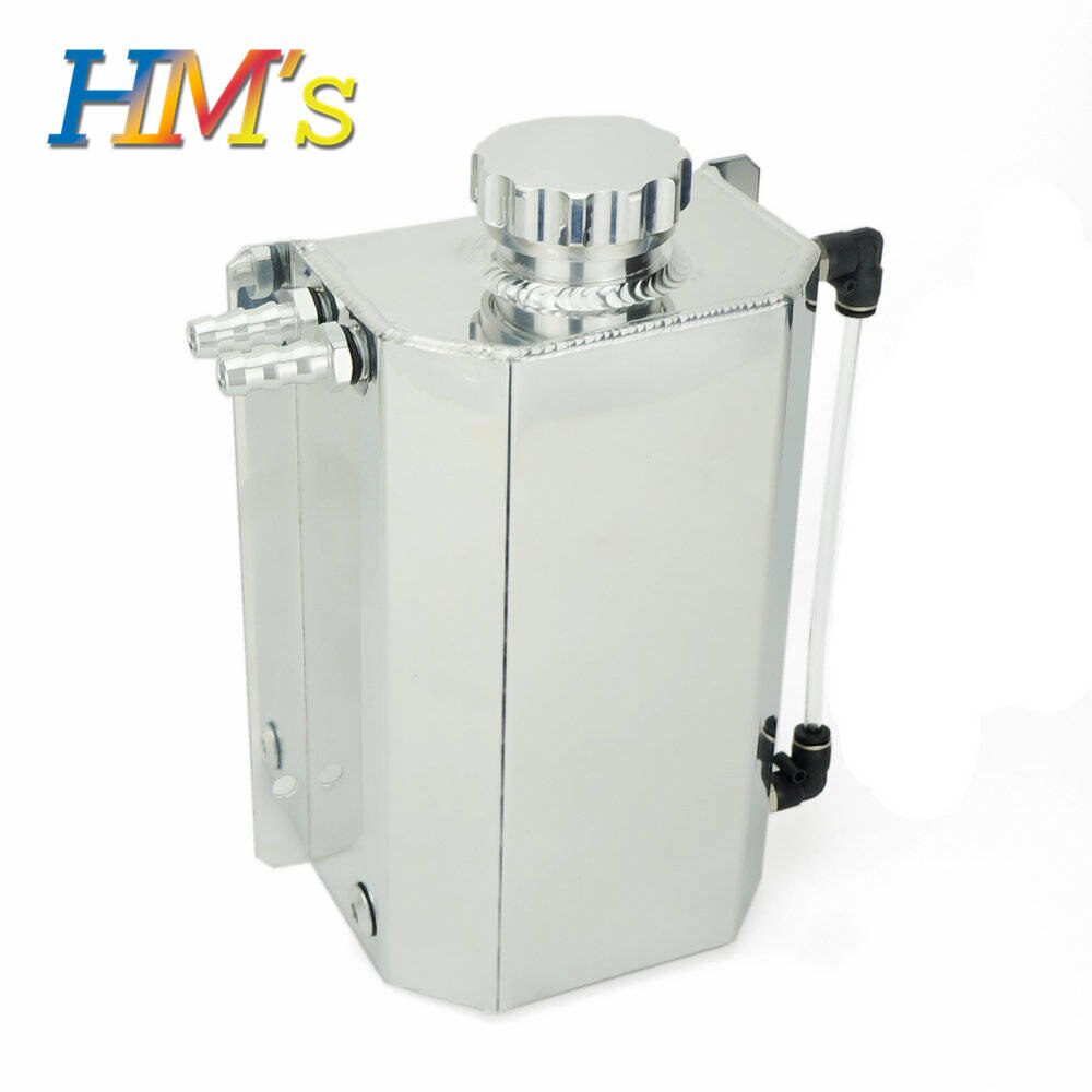 2L Polished Radiator Overflow Tank Can Header Water Coolant Expansion Tank Universal Tank Aluminum