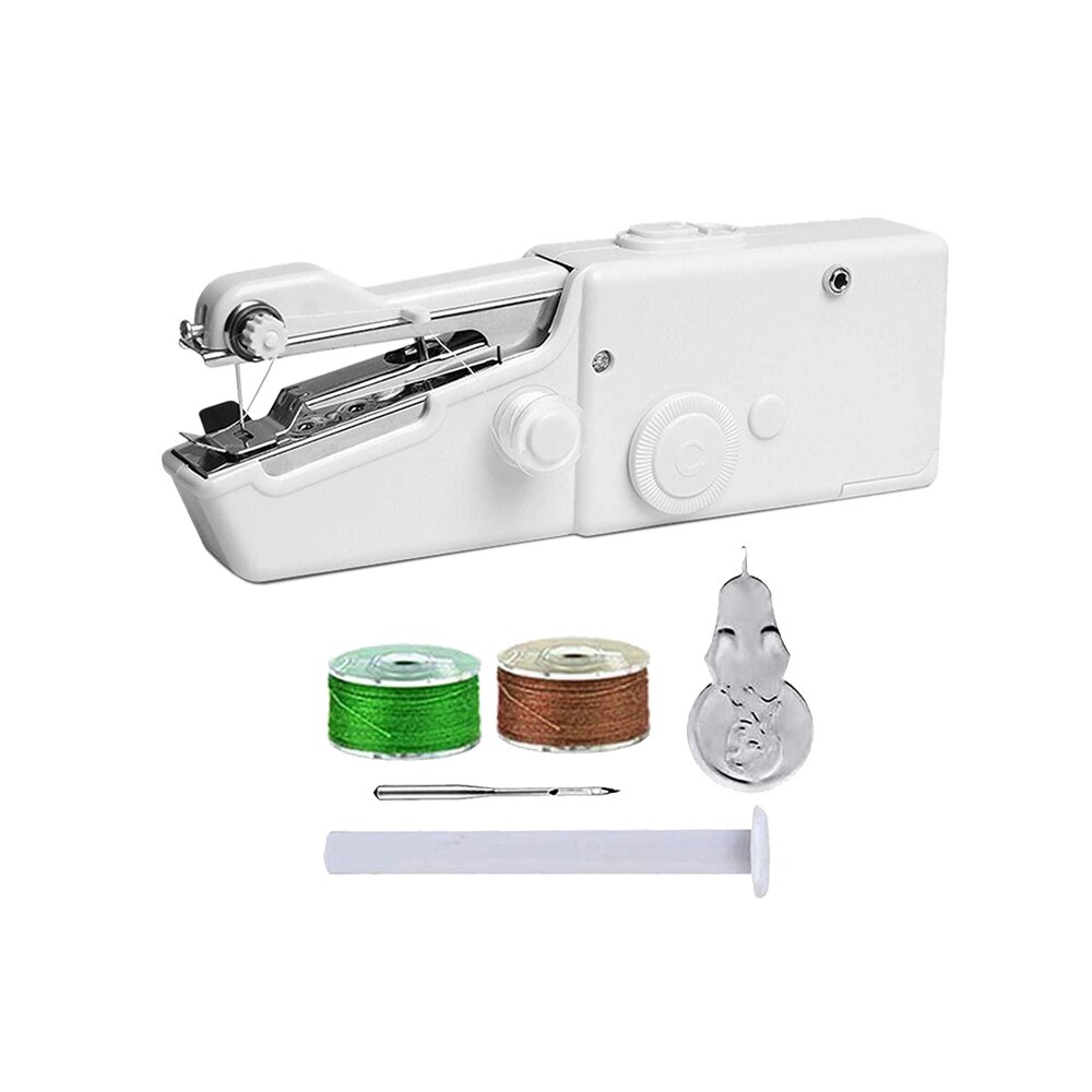 Draagbare Mini Hand Naaimachine Elektrische Steek Huishoudelijke Handheld Naaimachine Cordless Handwerken Quick Kleding Stitchin: White Standard