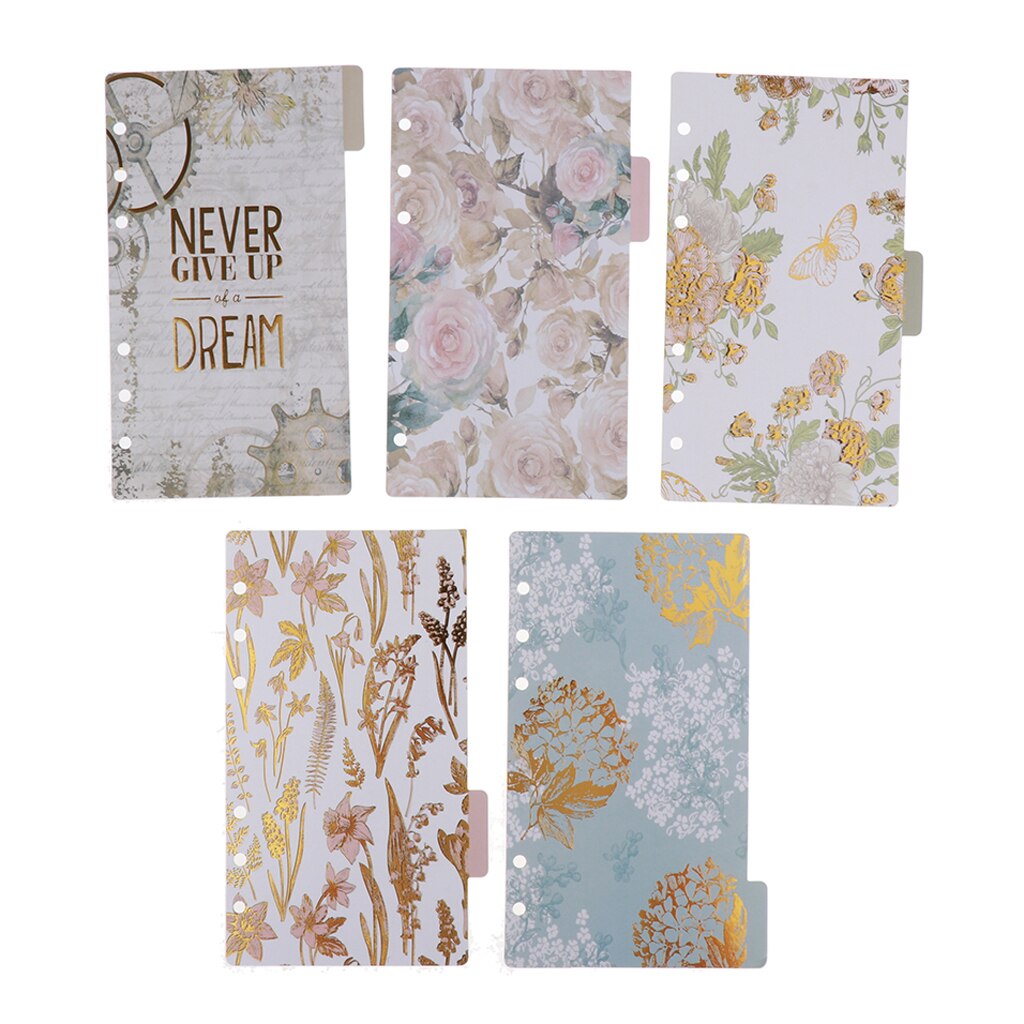 5 Pack 6 Ring Binder Dividers with Reinforced Edge, Tabs, 6 Hole Punch Section Index Dividers for Binders