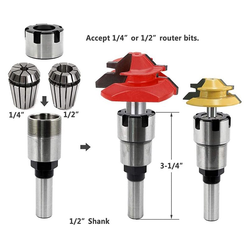 1/2 Inch Shank Router Collet Extension Chuck Conve... Grandado
