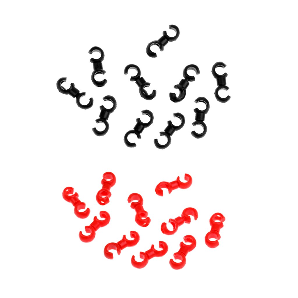 20Pcs Plastic Rotating Bike Bicycle Cycling Cable Cross S-Hook - Black / Red for MTB Bike Road Mountain Bicycle