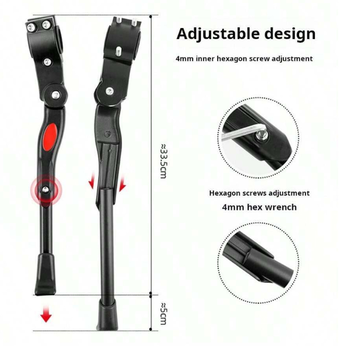 Verstelbare fietsstandaard Geschikt voor aluminiumlegering Antislip voetsteun Zijsteun Eenvoudig te installeren Duurzame fietsstandaard