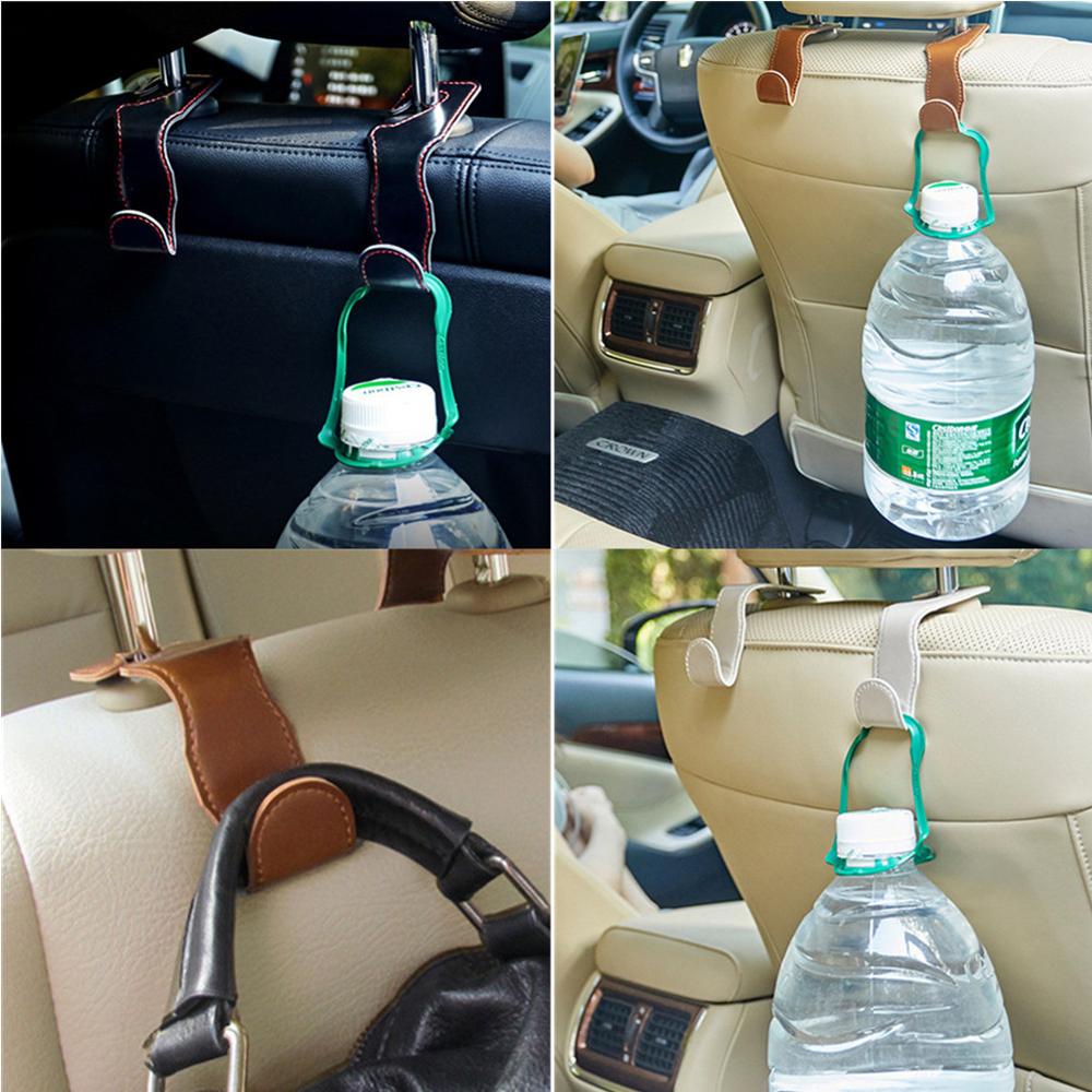 2pcs Car Seat Haken Auto Hoofdsteun Hangers Microfiber Leer Auto Haken voor Purse Bag Doek Kruidenier Bag Organizer Opslag houder