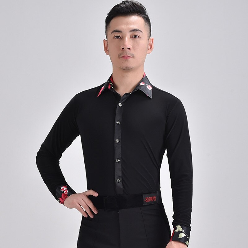 Ropa de baile moderno para hombre, camisa elástica, ropa de práctica de Baile Estándar Nacional, Tops de baile latino de manga larga, nueva