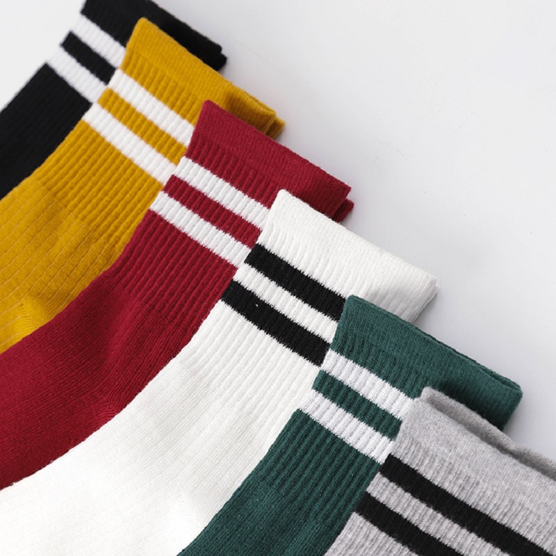 High School Girls Cotton Sports Japanese Loose Striped Crew Socks Colorful Women Sox Harajuku Retro Cute Funny Socks