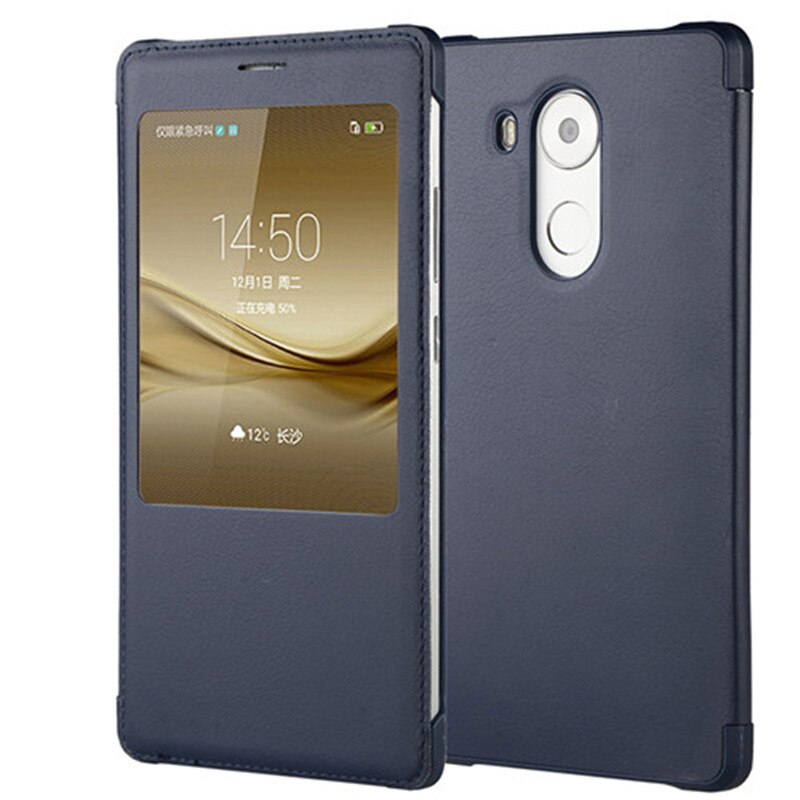 LEPHEE for Huawei Mate 8 9 Case Huawei Ascend Mate8 Cover GOLD Hard Back Cover Window Flip Leather Cases for Huawei Mate8 10: For Huawei mate 10 / Blue