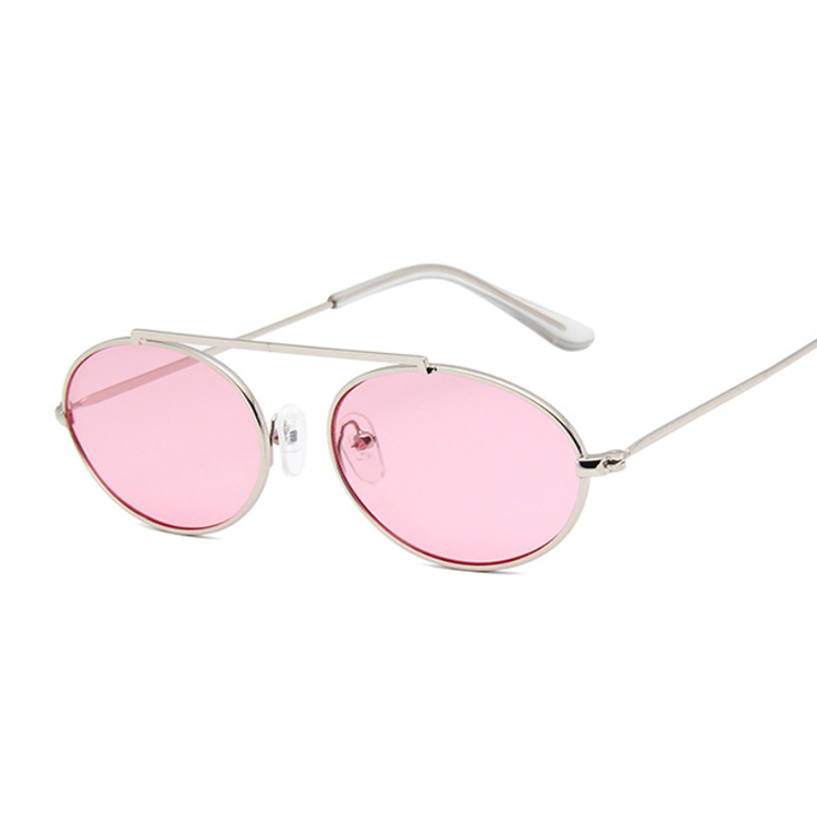 Gafas de sol ovaladas pequeñas Vintage para mujer, gafas de sol transparentes con montura metálica de , gafas de sol para mujer, gafas de sol Rosa UV400: SilverPink