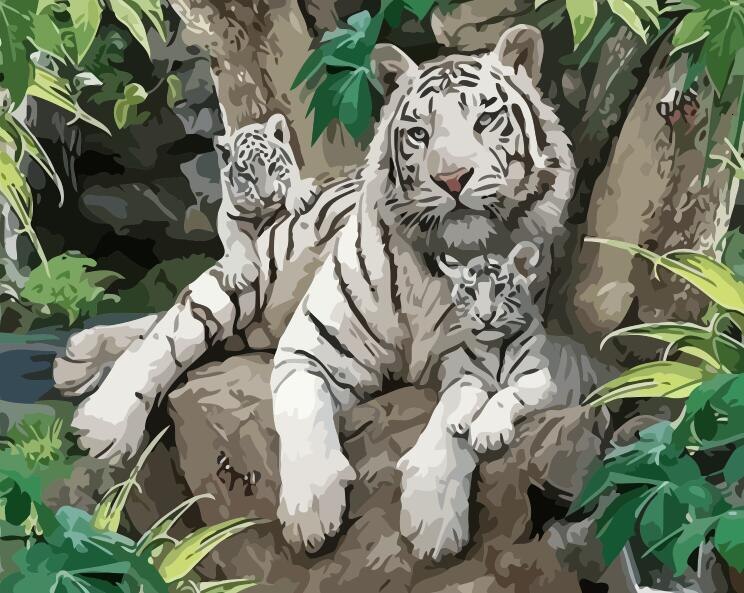Huacan maleri etter tall tiger dyr håndmalte sett tegning lerret bilder hjemmedekorasjon gjør-det-selv: Szhc 1505