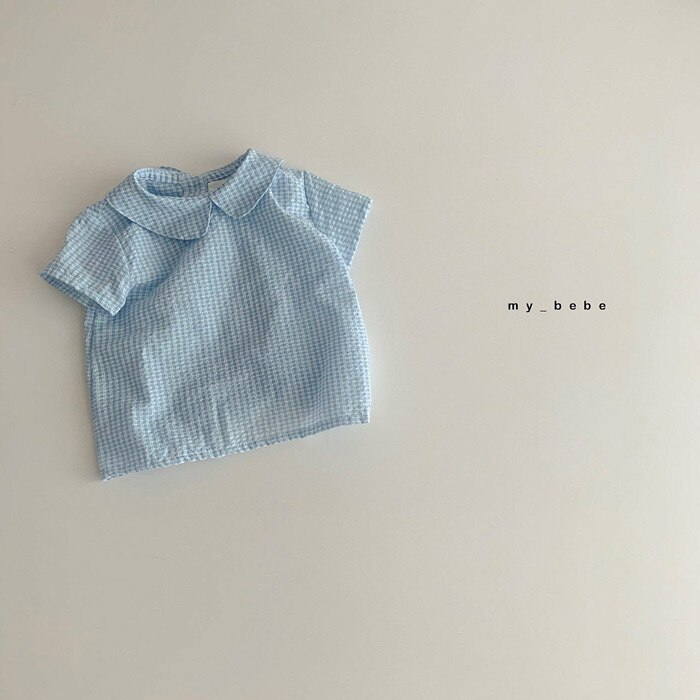 Koreansk børnetøj babykrave kortærmet skjortetop: Beige / 4