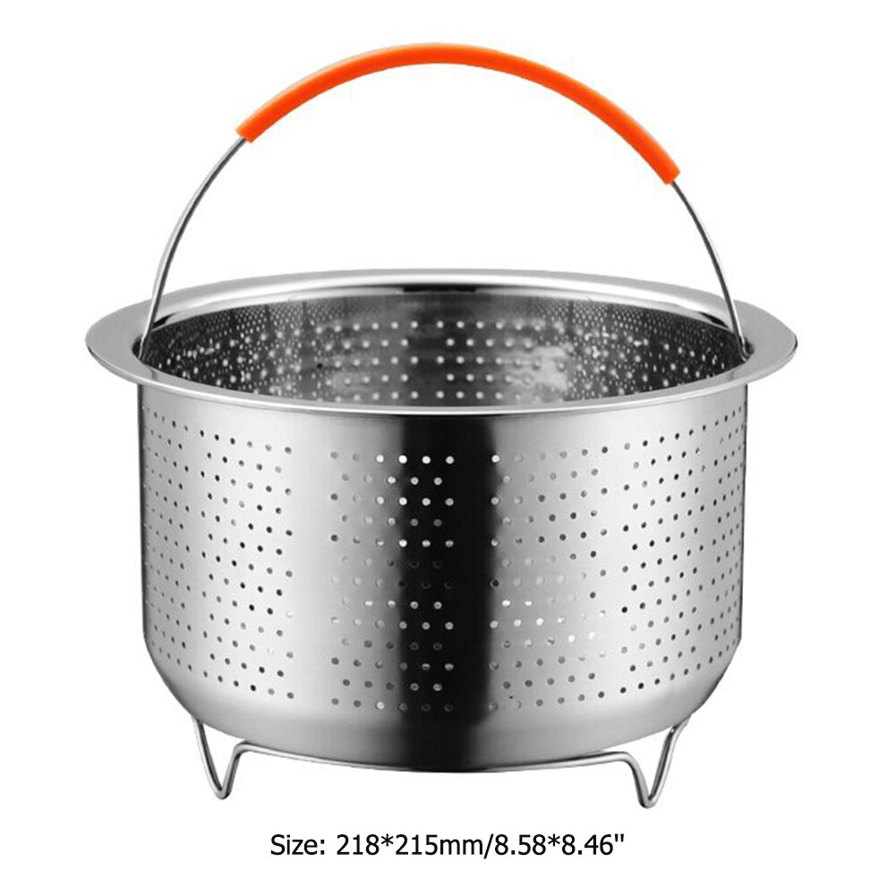 Stainless Steel Kitchen Steam Basket Pressure Cooker Vegetable Food Steamer Fruit Cleaning Basket Instant Pot Cookeo Accessories: Silver
