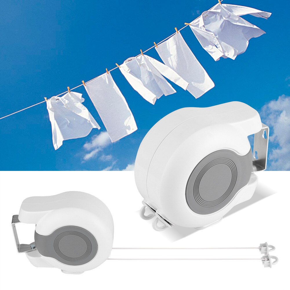 Clothes Line Wall-Mounted Retractable Double Clothes Drying Line Indoor Outdoor Washing Landry Tool Clothes Lines