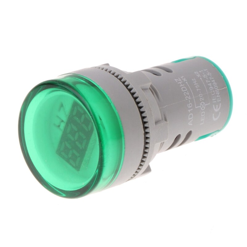 22mm LED Digital Display Electricity AC Frequency Meter Indicator Signal Lamp Lights Tester Combo Measuring Range 20-75Hz