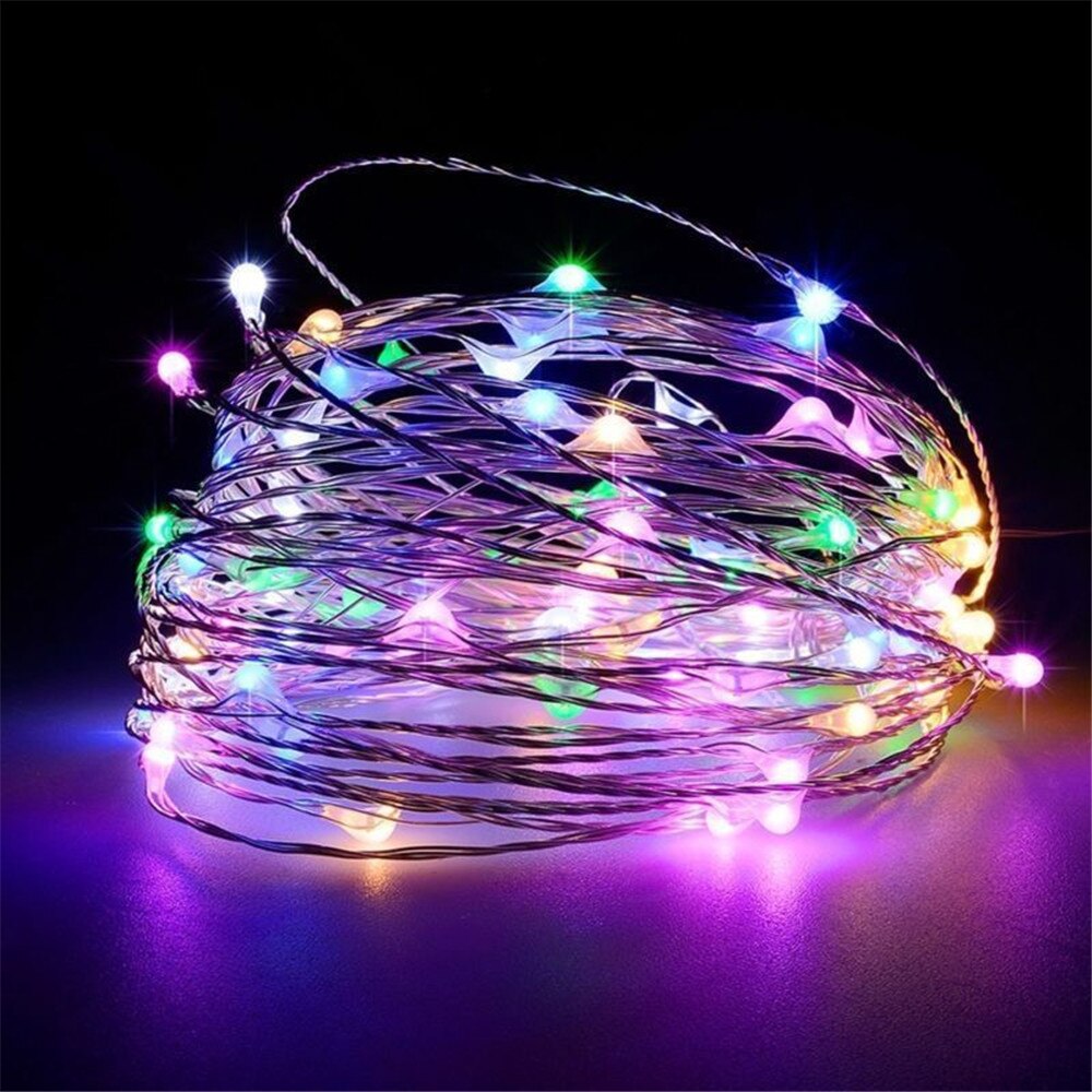 30-200leds Led Fairy String Lights Usb Operated Zilver Draad 5/10/20M Voor Thuis Slaapkamer Tuin Kerst tree Slingers Decoraties: Multicolor / 5m 50leds