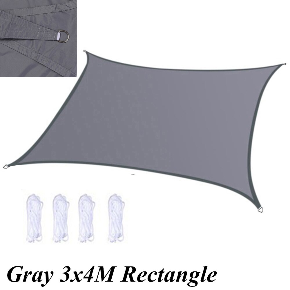 Imperméable Anti-UV soleil ombre voile canopée voiles auvents abri Durable Triangle Rectangle carré pour jardin de cour avec des cordes: Gray Rectangle M