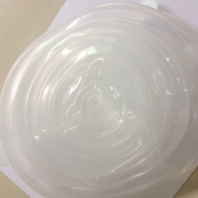 Tapa de succión de silicona Universal, tapa de olla de cocina, tapa elástica de silicona, tapa de tapón de derrame de sartén de cocina, 6 unids/set por juego: White