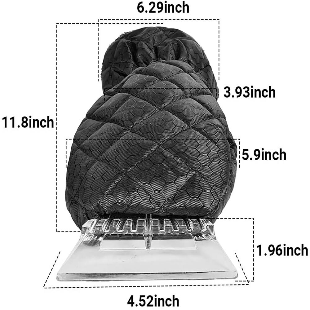 Ice Scraper with Mitt Waterproof Car Snow Scraper Glove Windscreen Scraper Lined of Thick Fleece with Closing Wristband