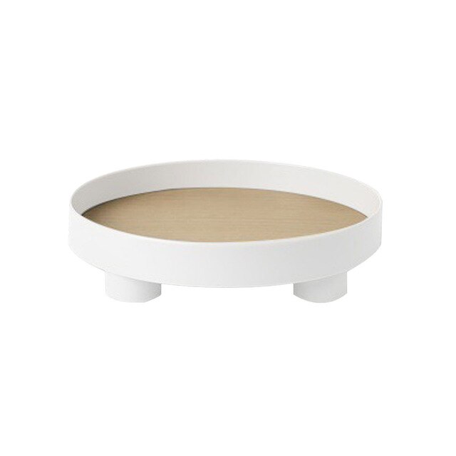 Plateau de service rond, plats à thé, plats à boissons, bijoux, articles divers, plateau de rangement de bureau, plateau de service rond, vaisselle de cuisine, plateau de décoration pour la maison zz: WHITE