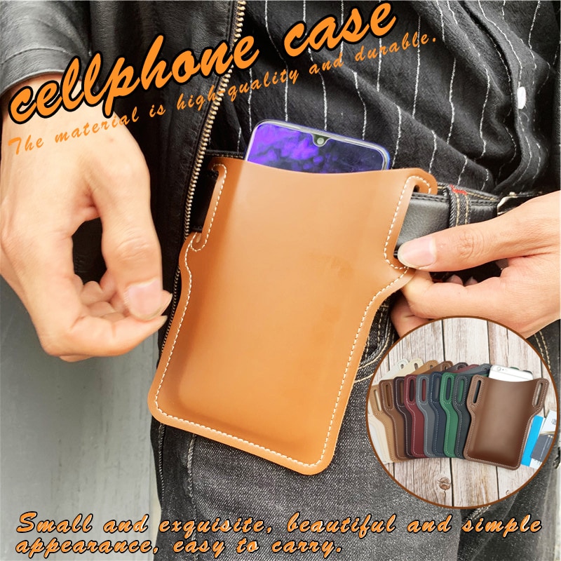 Protection Case Bag for Phones Handmade Leather Waist Belt Loop Mobile Phone Holster GK99