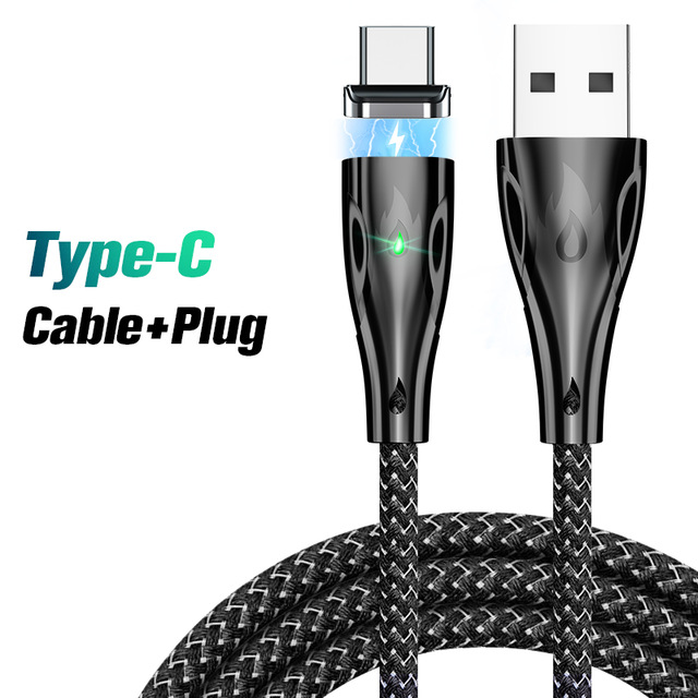 1/2M 5A Magnetic Charger Cable USB Type C Fast Charging Cable For iPhone Samsung Xiaomi USB-C Micro USB Magnetic Charging Cables: 2M / Black for type c