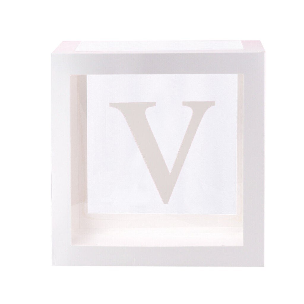 Lettre A-Z Cube Transparent coffrets enfant anniversaire bébé douche fête décoration emballage buffalo plaid emballage boîte: V