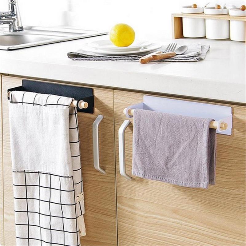 Adhesive Kitchen Towel Holder Bathroom Roll Paper Holder Storage Rack Tissue Shelf Kitchen Bathroom Organizer Towel Rack