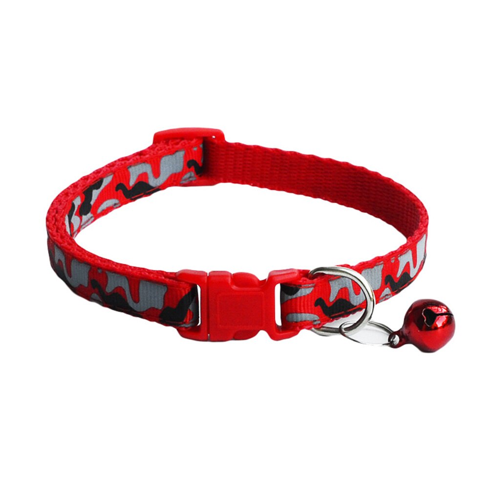 1pc hundehalsbånd med hætte camouflage print halsbånd polyester rem justerbar spænde killing kæledyr hvalp dyr snor tilbehør: Rød