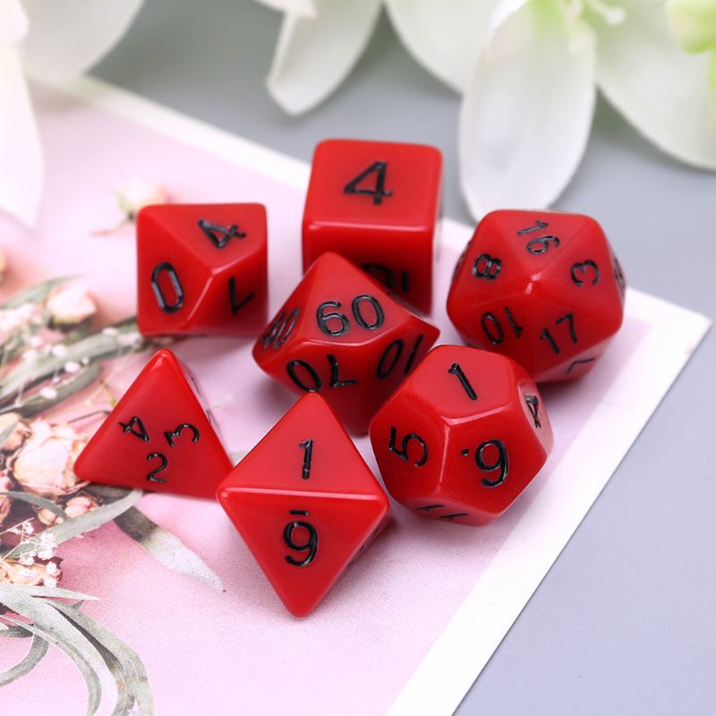 7 Pcs Acrylic Red Dice Black Points D4 D6 D8 D10 D12 D20 KTV Bar Nightclub Entertainment Tools Adult Toys N30 20