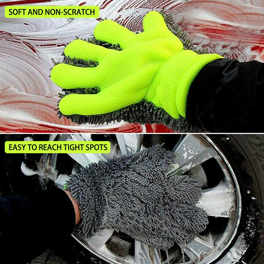 Fælghandsker bil fælgmaling handsker bilvask handsker mikrofiberhandsker koral fleece bilvedligeholdelse