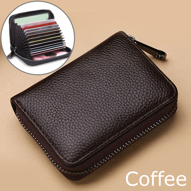 KISMIS 1 PC femmes hommes en cuir 26 fentes ID porte-cartes de crédit RFID blocage portefeuille étui sac de poche: Bleu marine