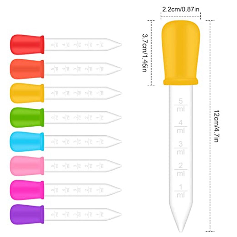 5 Pack Liquid Droppers Silicone 5ml Clear Liquid Dropper with Bulb Tip For Kids Candy Mold Gelatin Maker