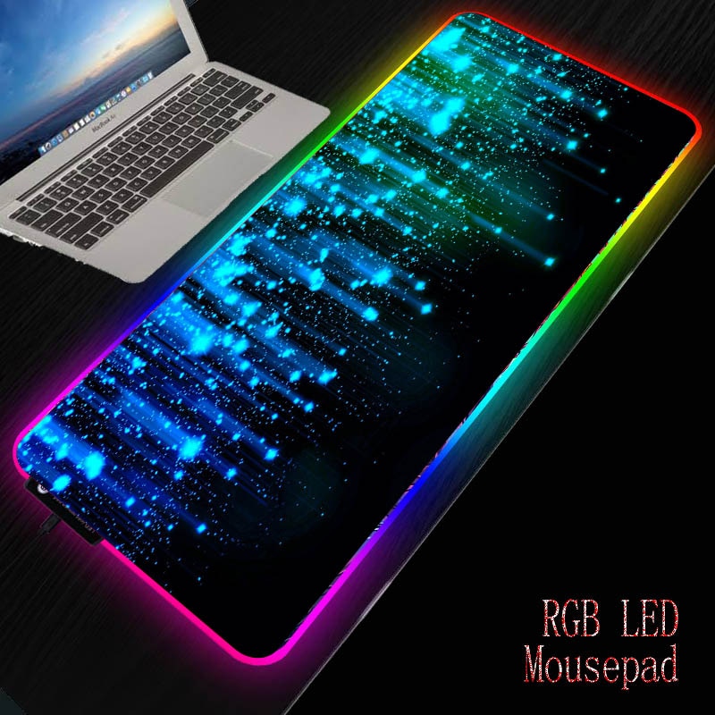 Mrgbest blå linjer led lys musemåtte rgb tastatur cover bordmåtte farverig overflade musemåtte vandtæt computer i flere størrelser