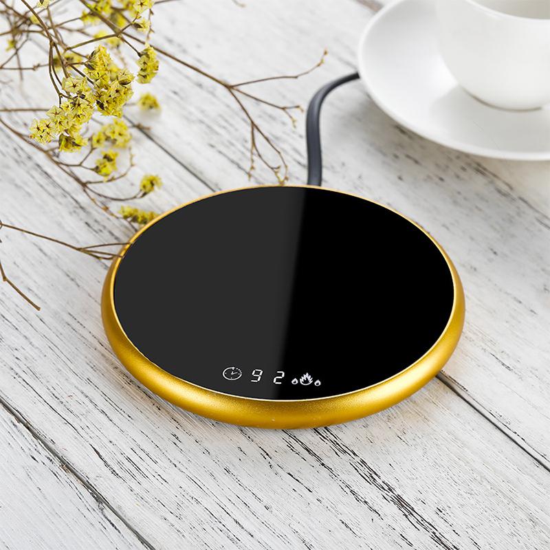 18w 220v digitalt display 55 graders te varmere mælk vand kop varmere pad varmepude opvarmning base tekande holder isolering base: Guld
