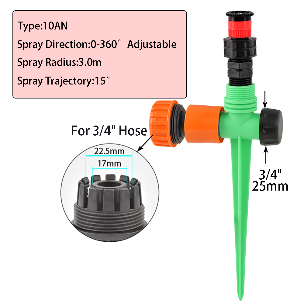 Tuinsproeier 0-360 ° Rotatie Irrigatie Bewateringssysteem Automatische Landbouw Gazon Boerderij Kas Plant Met Plastic Houder: Licht Geel