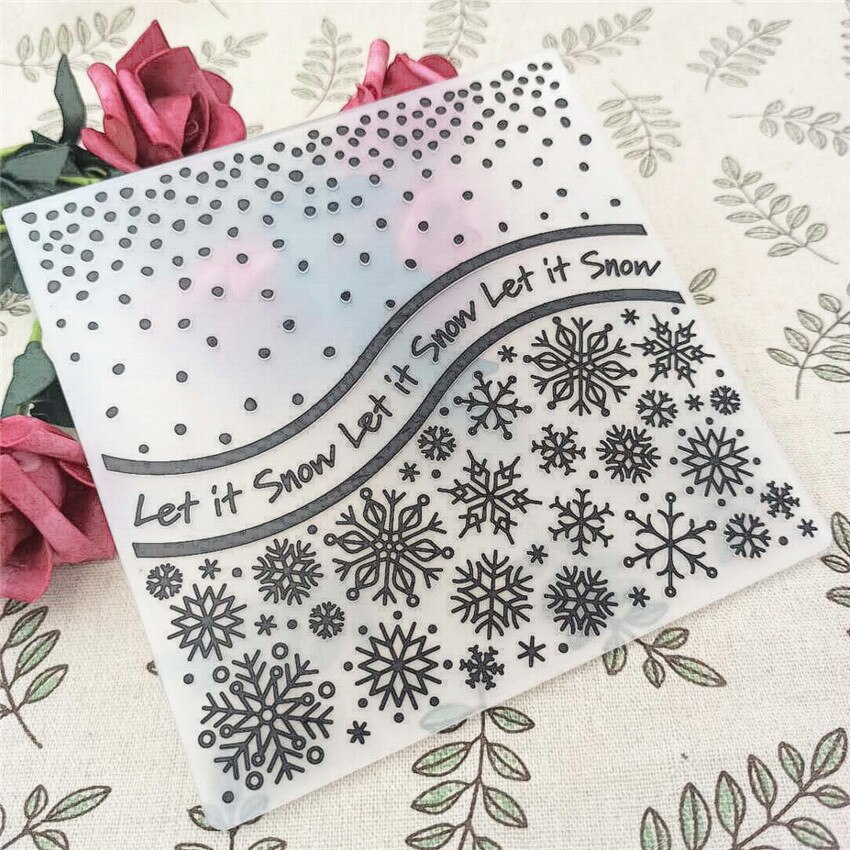 15x15cm Snowflakes Embossing folders Plastic bump Scrapbooking DIY Template Fondant indentation Cake Photo Album Card Make