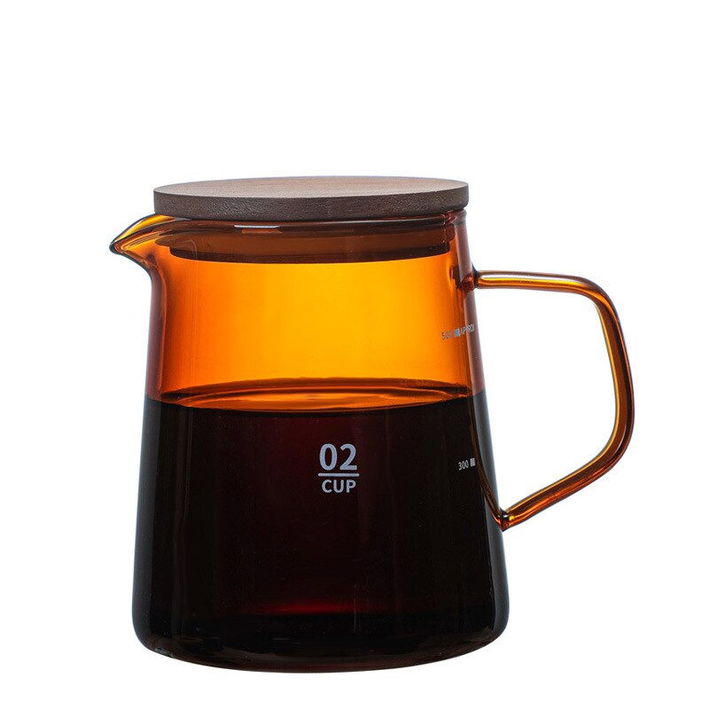 300ml 500ml V60 Pour Over Glass Range Coffee Server Carafe Drip Coffee Pot Barista Percolator Clear Coffee Kettle Brewer: 500ml amber