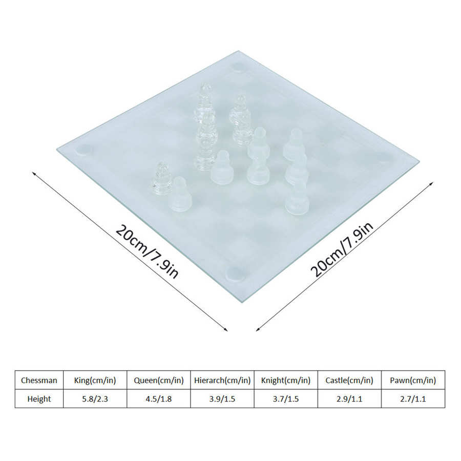 Cristal échecs 20x20cm mat polonais verre cristal International échecs 1 damier et 32 Chessman pour les accessoires de jeux d'échecs