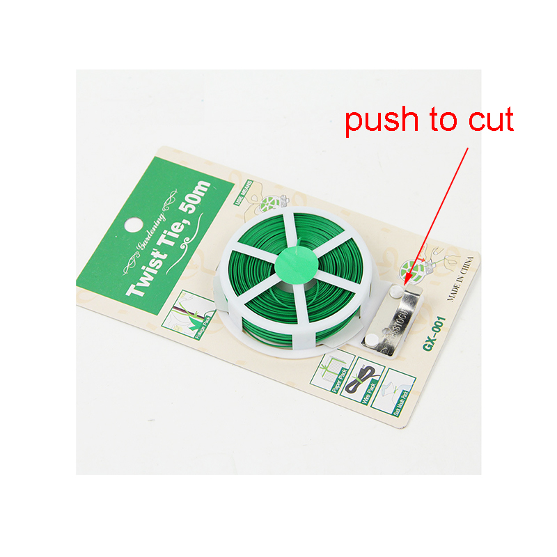30M / 50M gardening fixed strap tying rope with cutter green coated wire iron wire rope plant suport garden support JQ