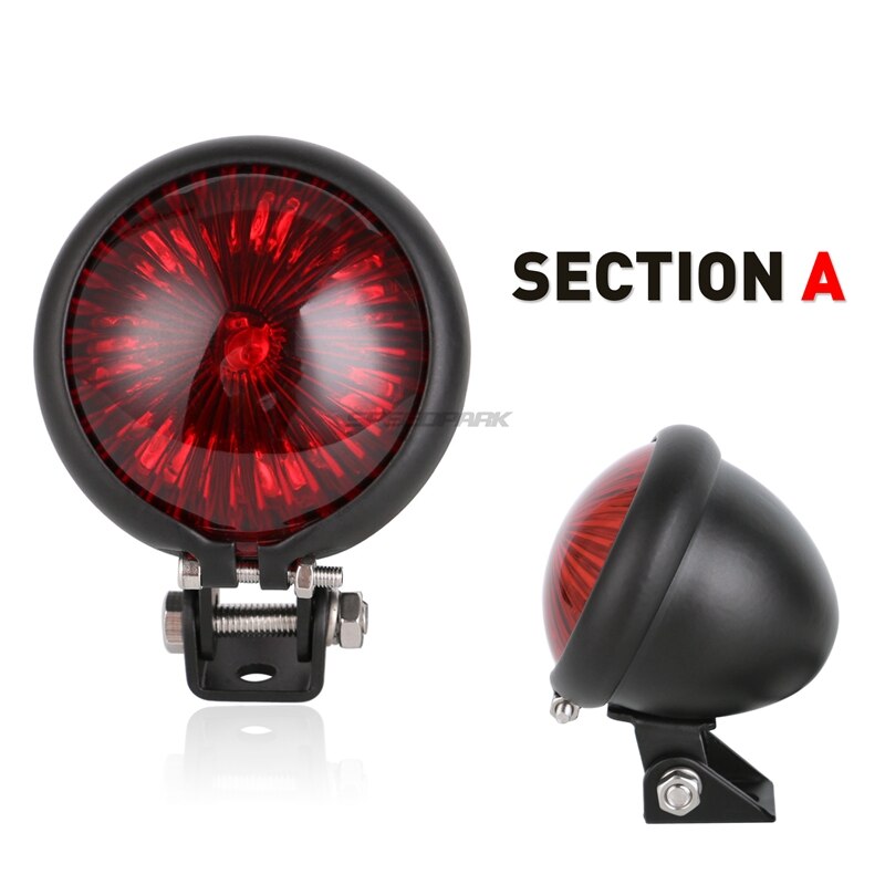 SPEEDPARK-Luz LED trasera de freno para motocicleta, luz roja de 12V, ajustable, estilo Cafe Racer, para Chopper: A-Black-Red