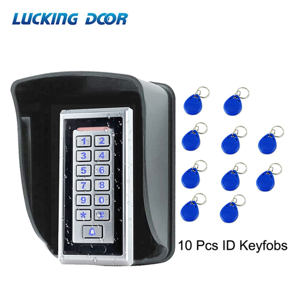 LUCKING DOOR Waterproof Metal Rfid Access Control Keypad With 8000 Users+10 Key Fobs For RFID Door Access Control System