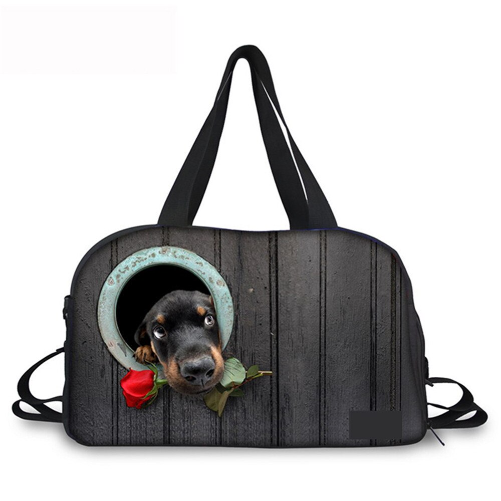 Diseños extravagantes 3D para perros con patrón de rosas impresas, bolsa de viaje de gran capacidad, informal, para equipaje de mano, de viaje, fin de semana: C0171T