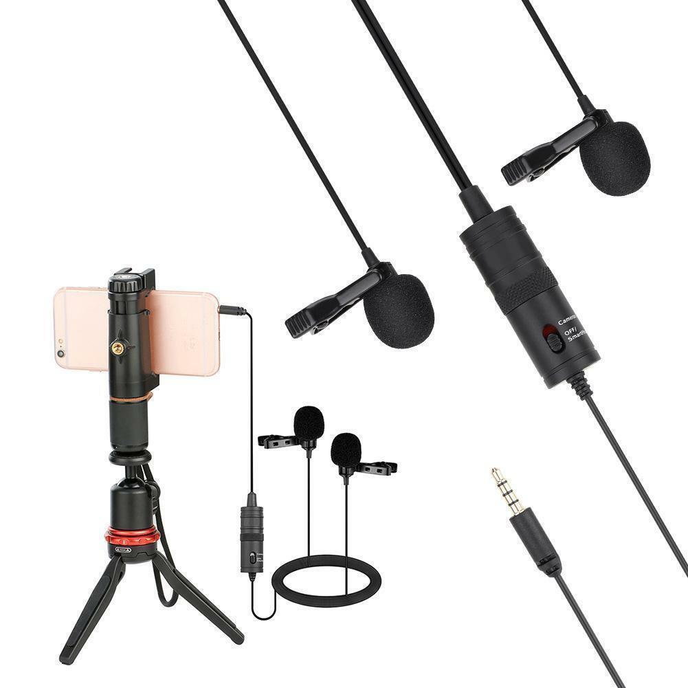 Boya by -m1dm mikrofon med 6m kabel dual-head lavalier lapel clip-on til dslr canon nikon iphone videokameraer optagelses pc