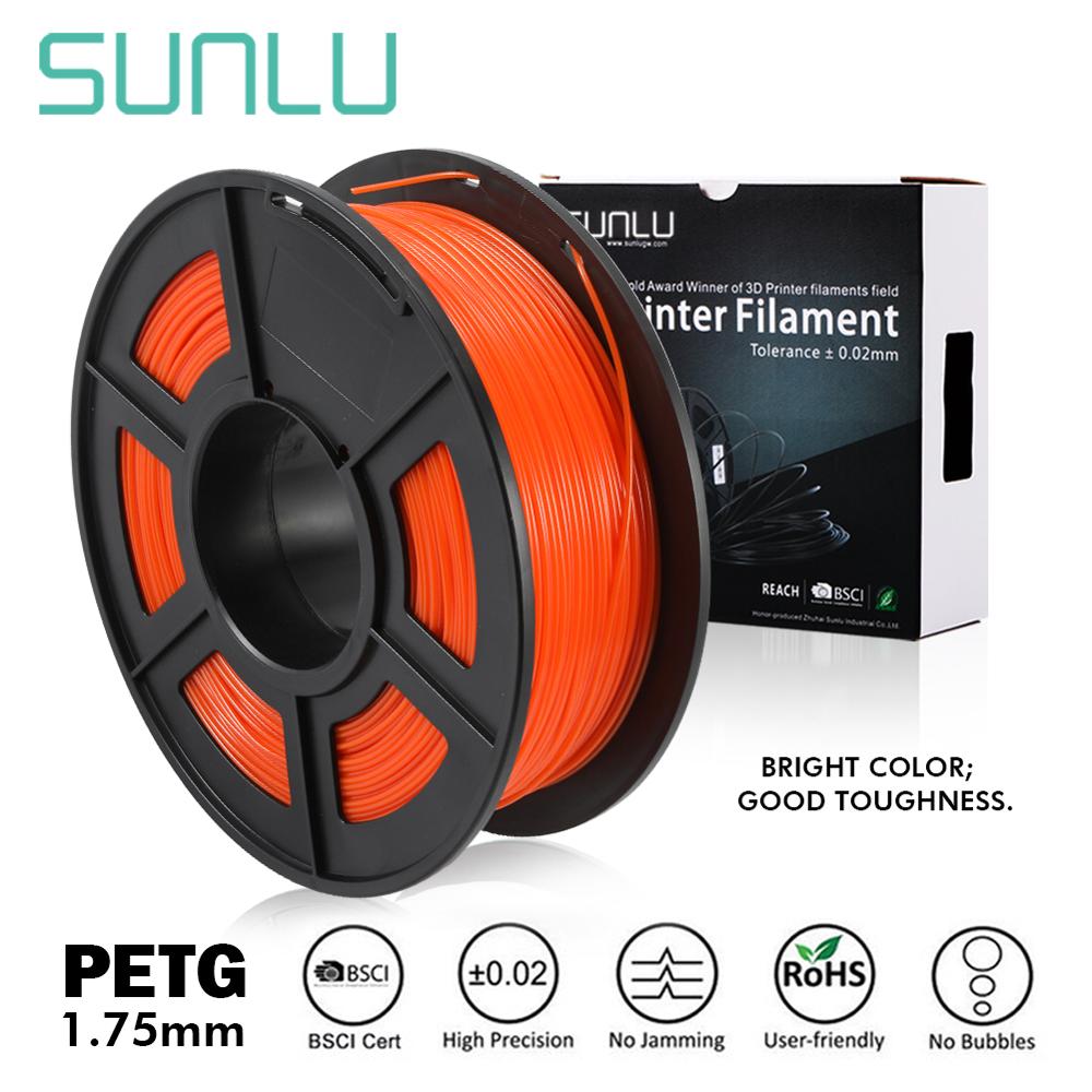 SUNLU 3D yazıcı Filament PETG turuncu 1.75mm 1KG/2.2LBS makaralı sargı malzemesi plastik PETG Filament sıcak satış
