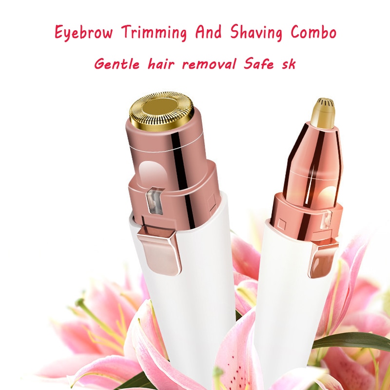 2 In 1 Elektrische Wenkbrauw Trimmer Pijnloos Epilator Vrouwen Draagbare Mini Scheerapparaat Make-Up Wenkbrauw Trimmen Wasbare