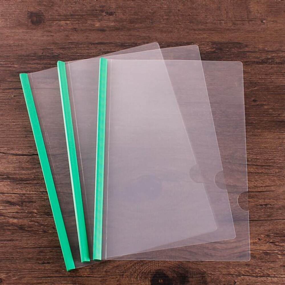 Carpeta de archivos transparente, 4 abrazaderas de barra cargadas, abrazadera de varilla transparente A4, inserción de carpetas de archivos, Informe de libros: Green